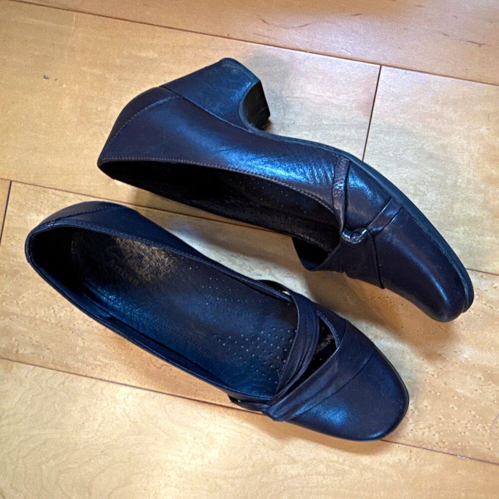 CLARKS ARTISAN Women's Dark Brown Leather Mary Jane Comfort Low Block Heel 8 M